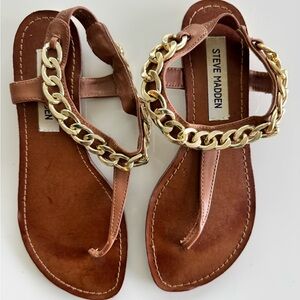 Steve Madden Brown Sandals with Gold Chain